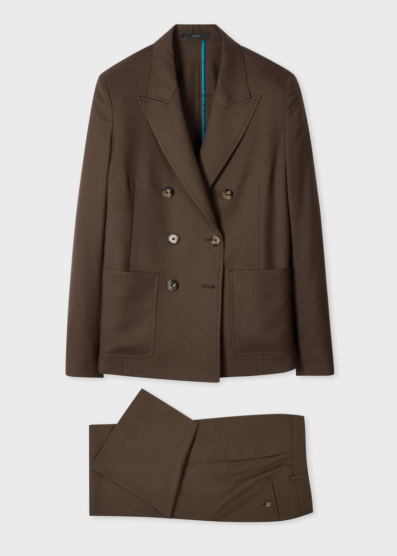 Women's A Suit To Travel In - Brown Unlined Double-Breasted Wool Suit 1