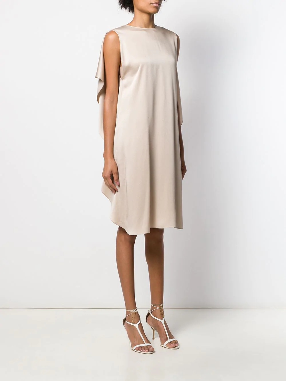 draped-back sleeveless dress - 3