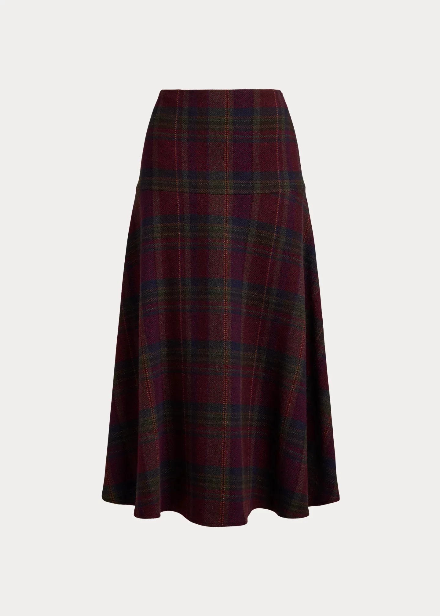 Plaid Tweed Yoke Skirt - 1