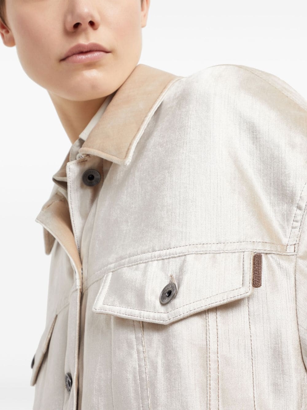 padded pearlescent-finish jacket - 5