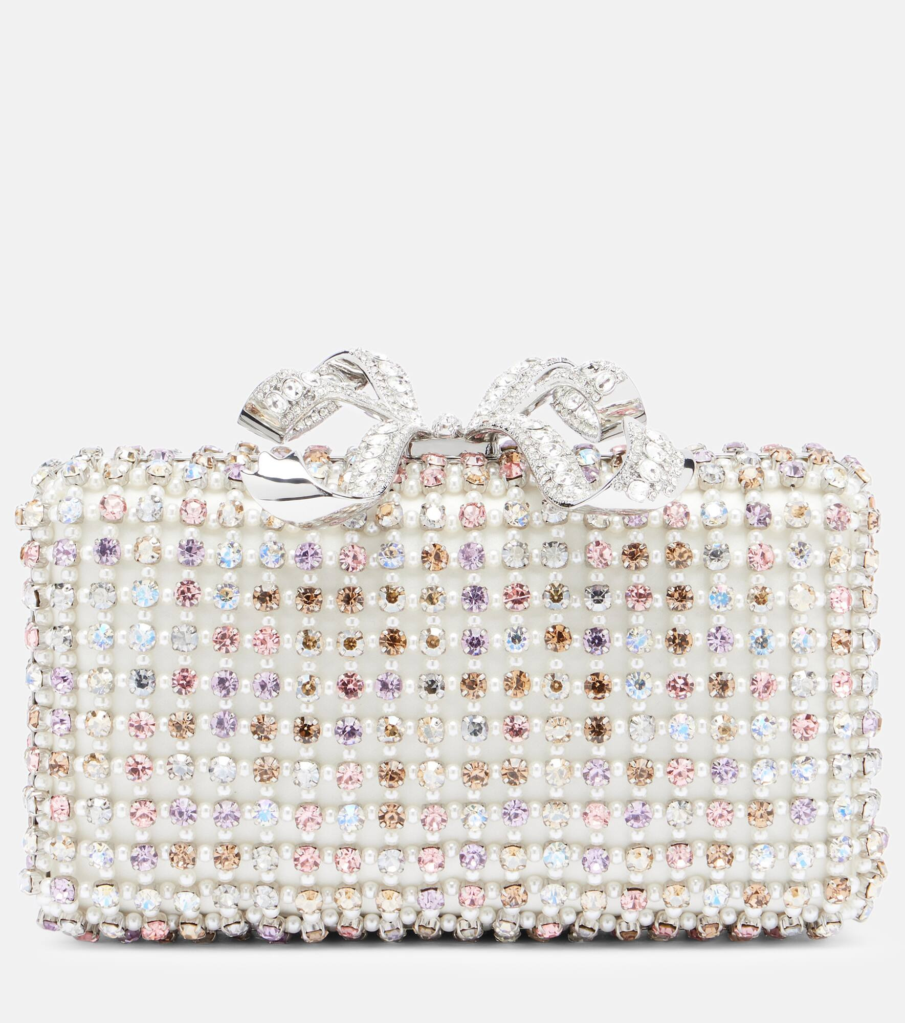 Bow Mini crystal-embellished clutch - 1