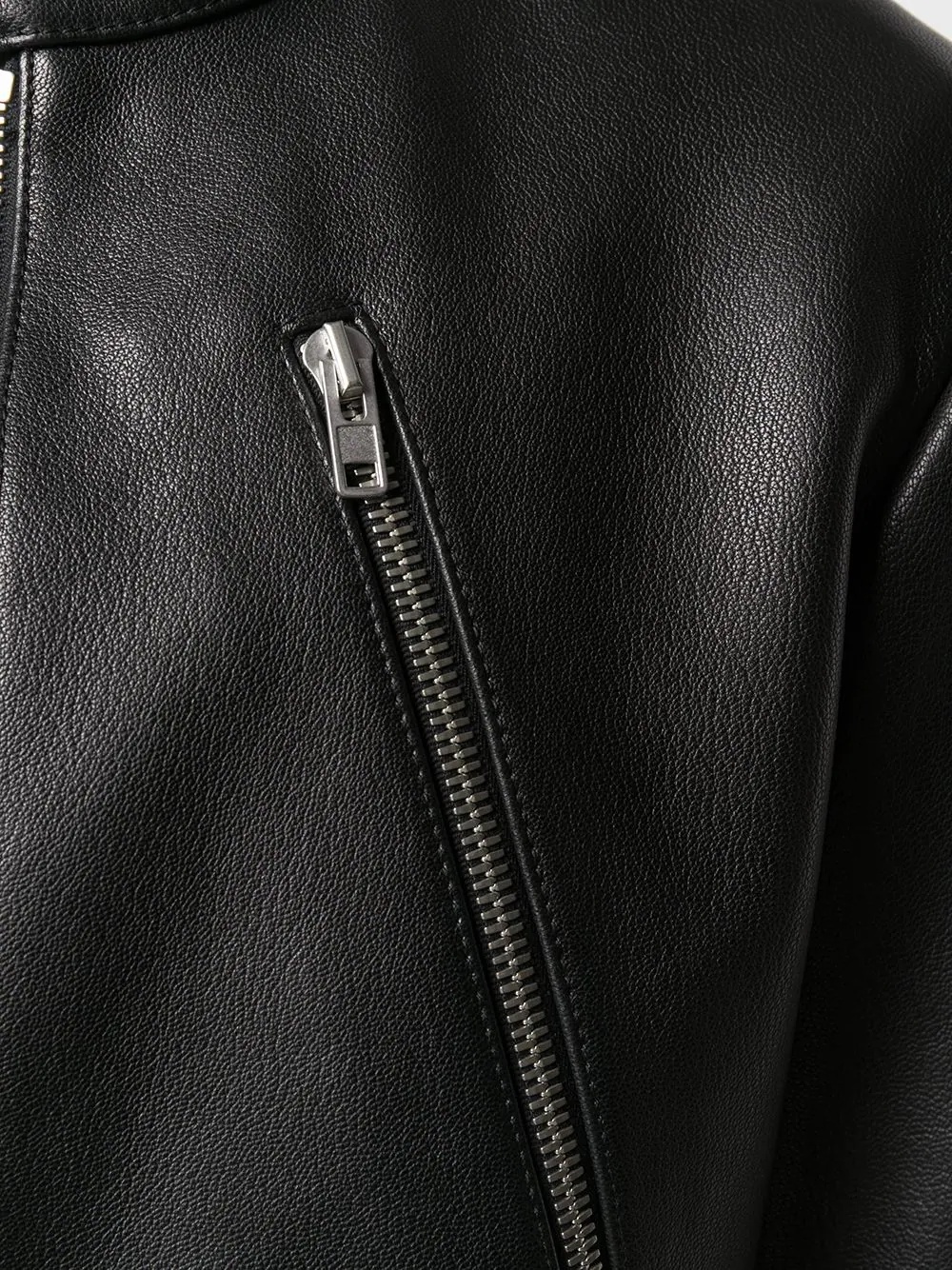 zip-detail biker jacket - 5