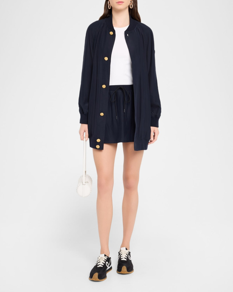 FRAME The Tennis Drawstring Silk Skirt outlook