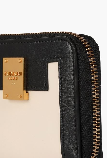 Black and white leather 1945 coin pouch with leather panels - 5