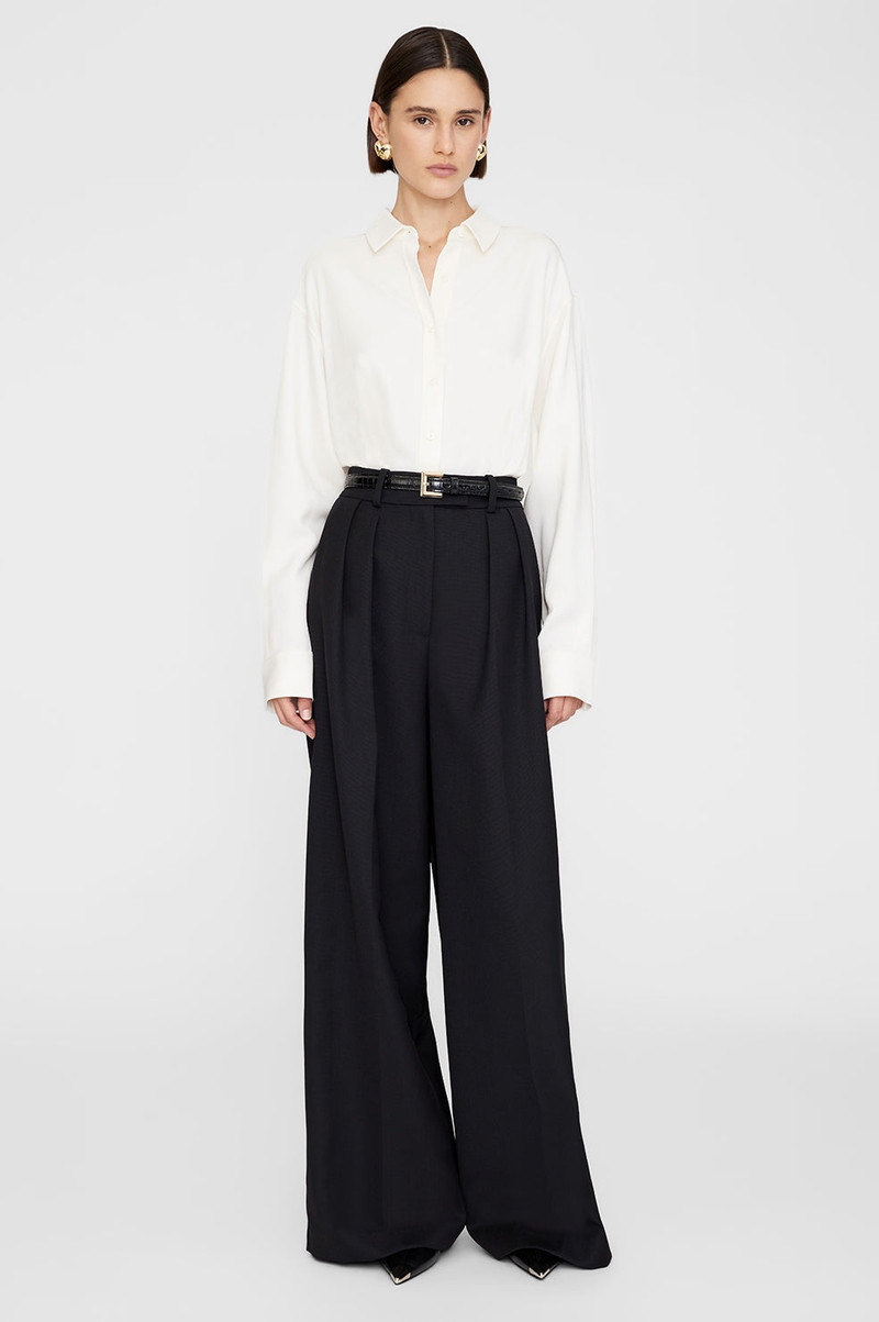 ANINE BING Nicola Belt - Black Embossed outlook