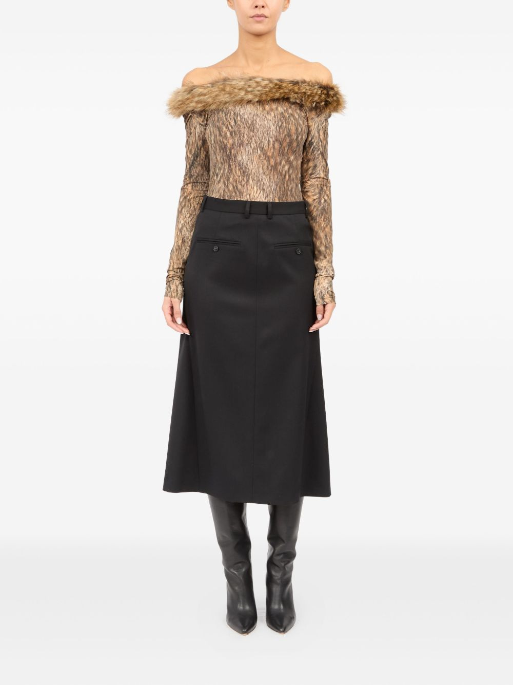 virgin wool-blend skirt - 2