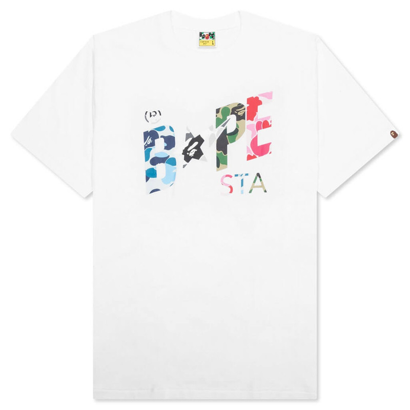 ABC CAMO CRAZY BAPE STA LOGO TEE - WHITE - 1