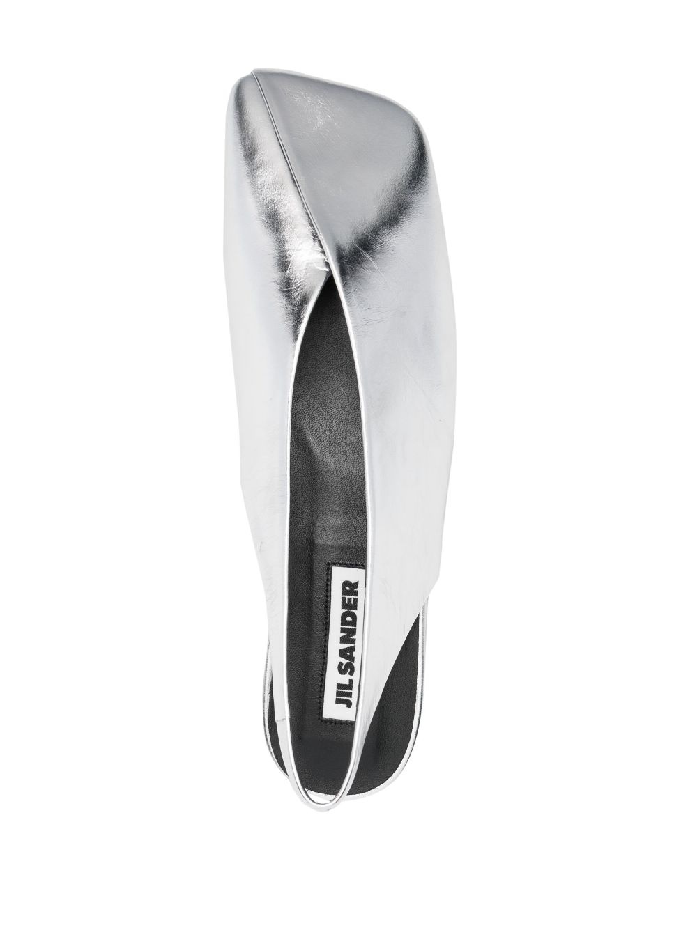 square-toe metallic ballerina shoes - 4