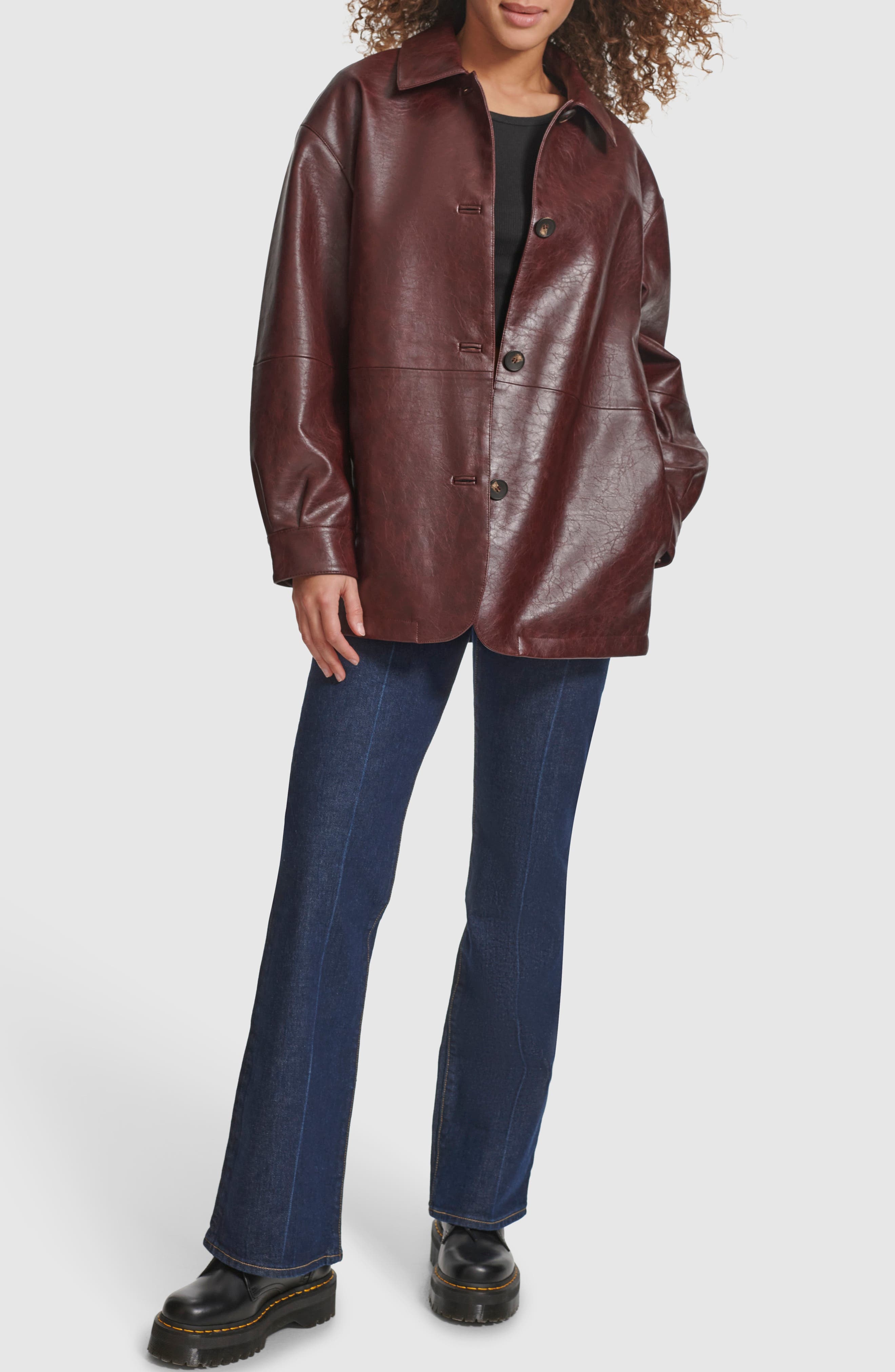 levi's Oversize Faux Leather Relaxed Jacket in Oxblood at Nordstrom - 5