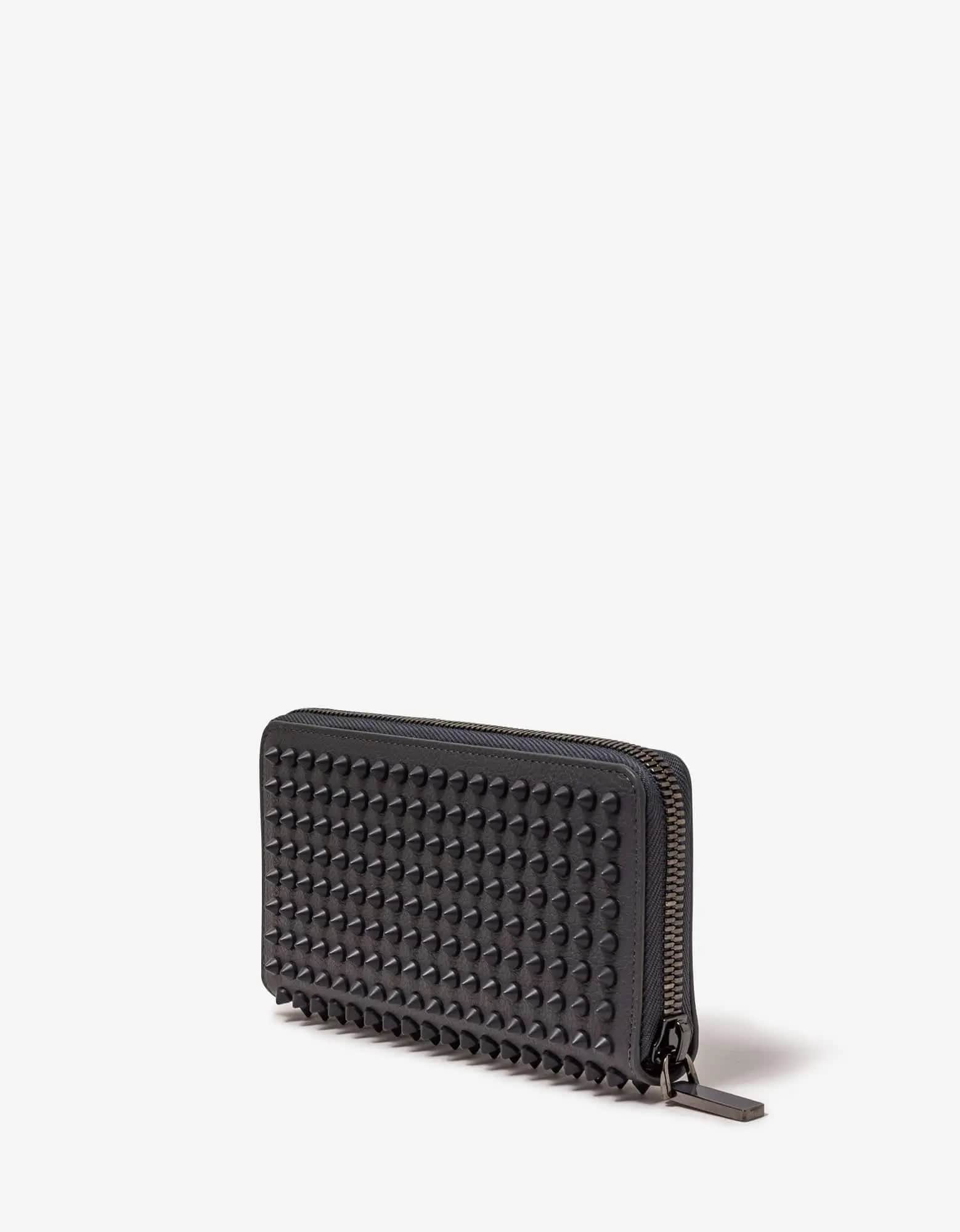 Christian Louboutin Panettone Smoky Grey Grain Leather Spikes Wallet - 6
