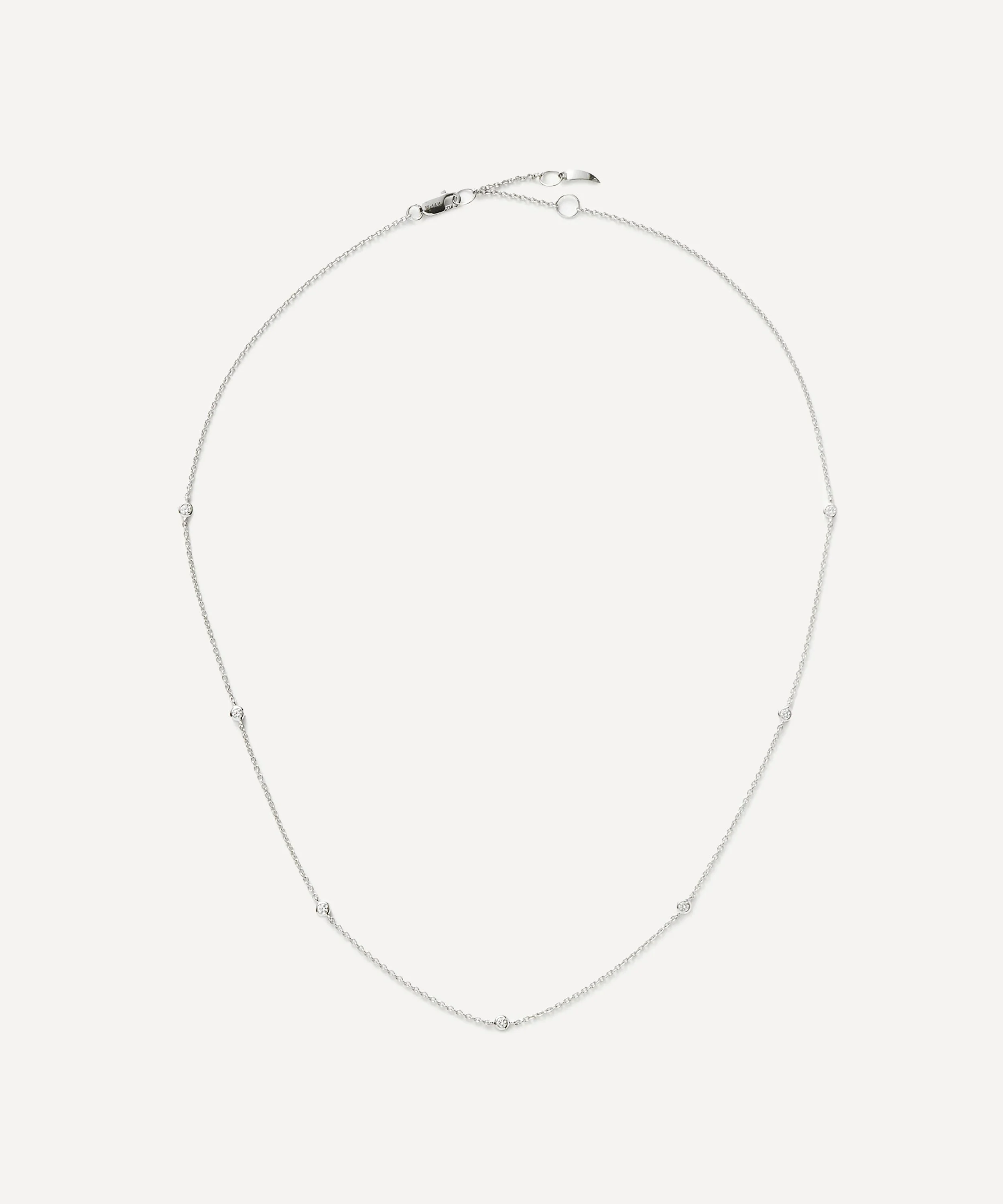 14ct White Gold Fine Floating Diamond Necklace - 1