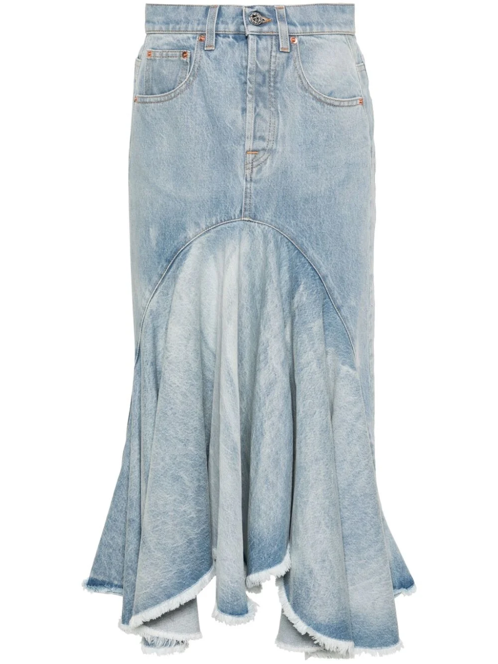 godet denim midi skirt - 1