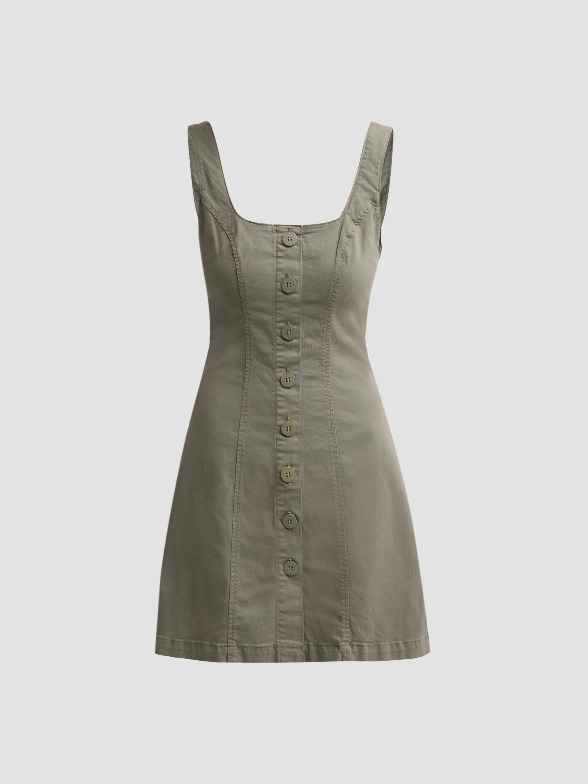 Women's Maris A-Line Button-Front Mini Dress - Smokey Olive - 1