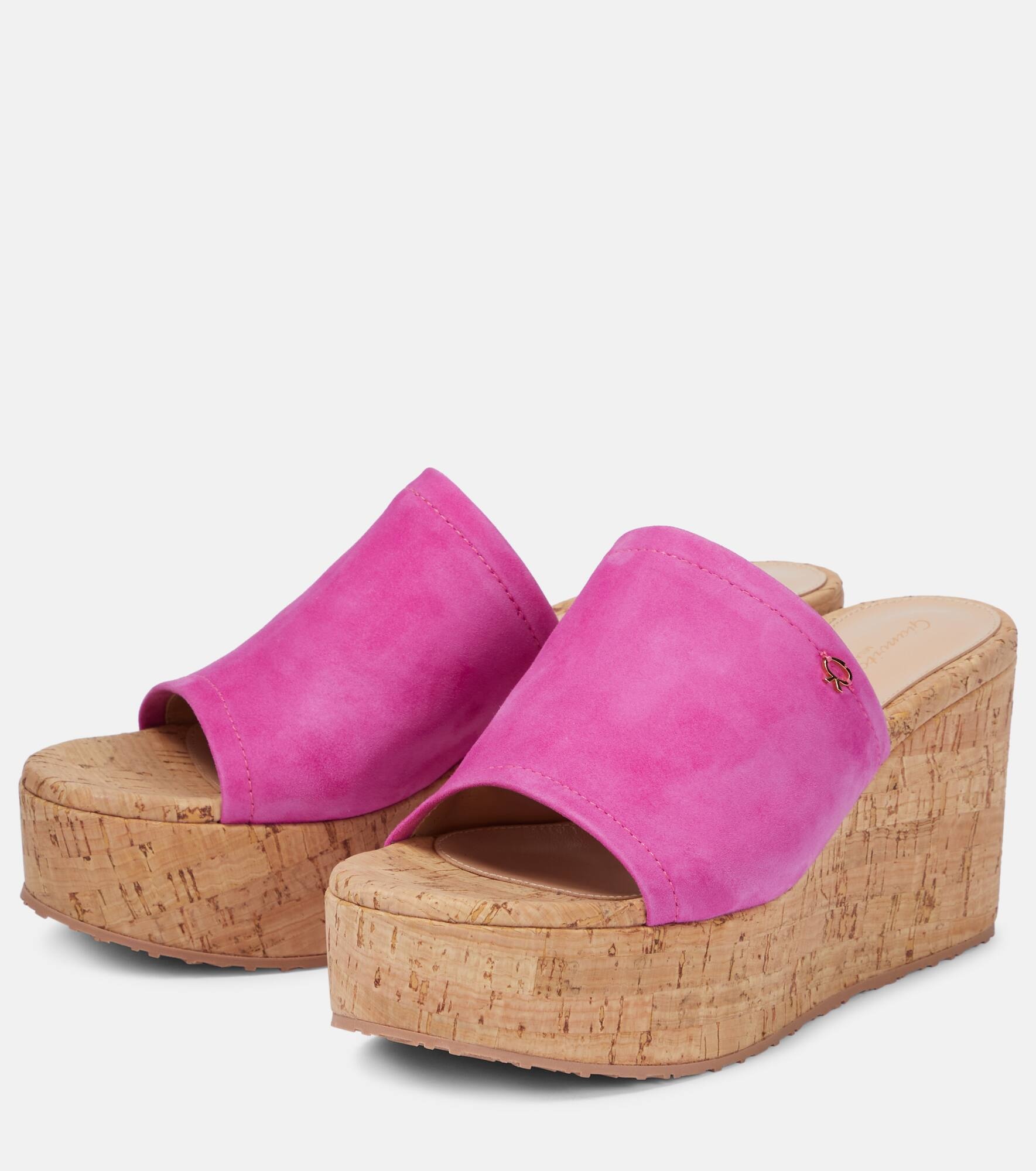 Suede wedge mules - 5