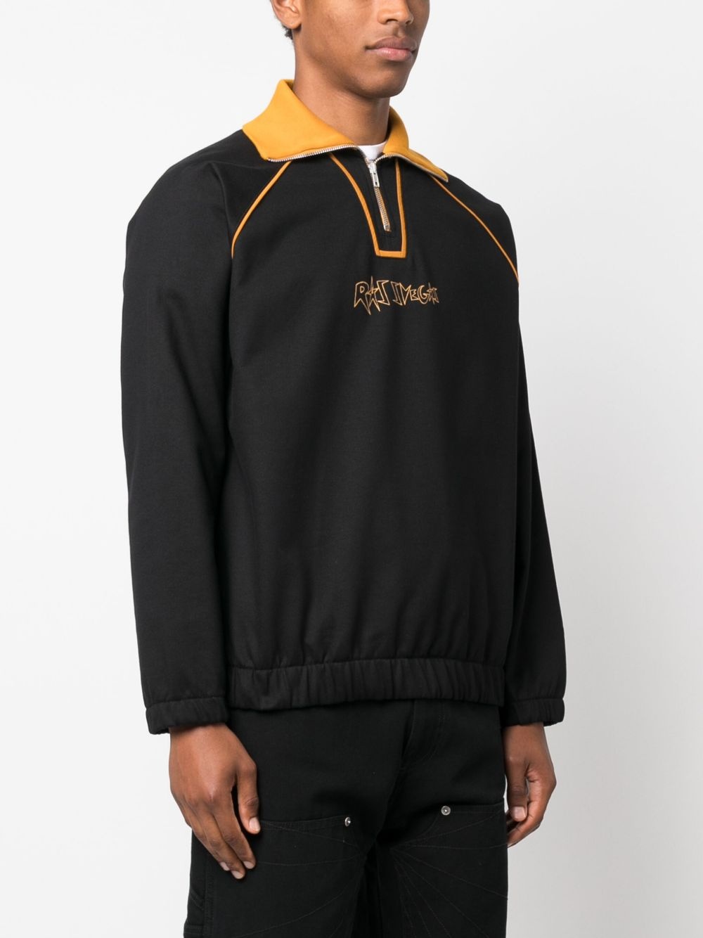 slogan-embroidered zipped cotton sweatshirt - 3