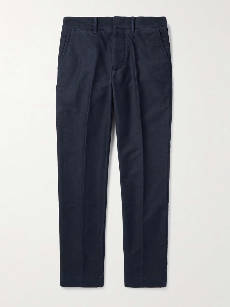 Straight-Leg Brushed Cotton-Satin Trousers - 1