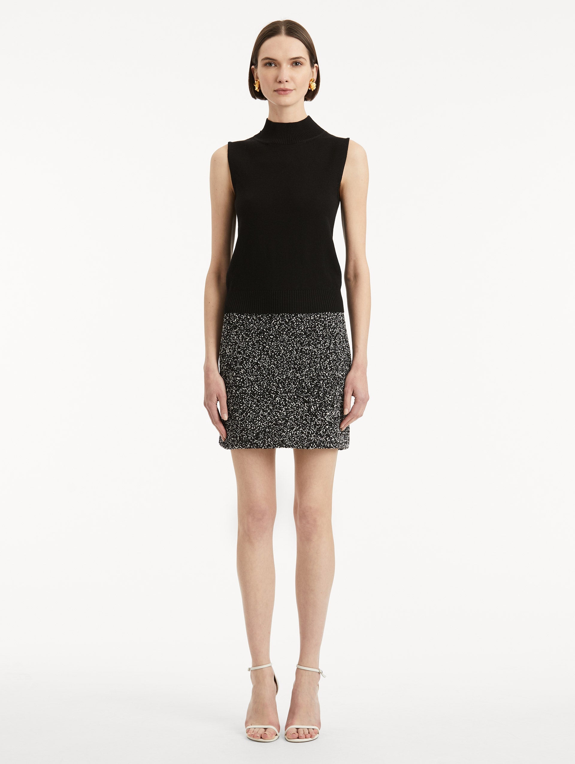SLEEVELESS MOCK NECK RIBBED PULLOVER - 3
