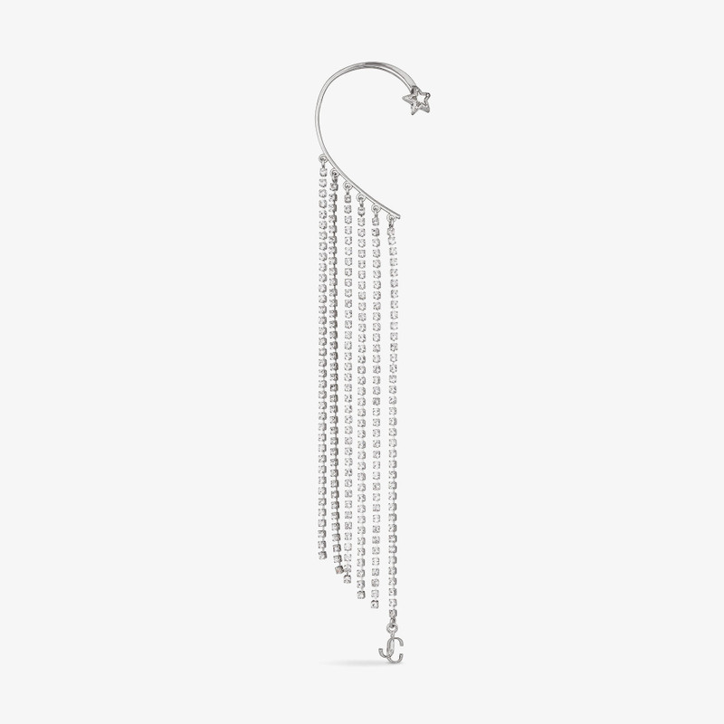 Right Fringe Ear Cuff Silver Metal Star Fringe Ear Cuff with Swarovski Crystals - 1