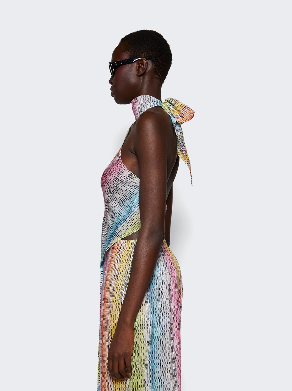 Cotton And Silk Blend Scarf Top Multicolor - 4