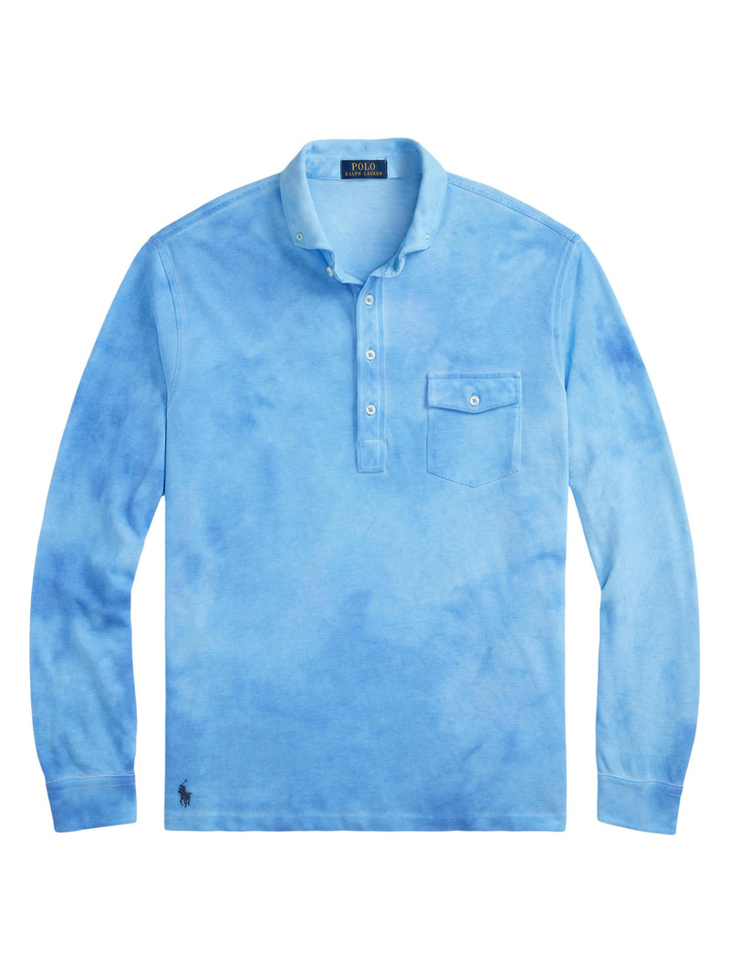 Men's Garment-Dyed Mesh Polo Shirt - Sky Blue 1