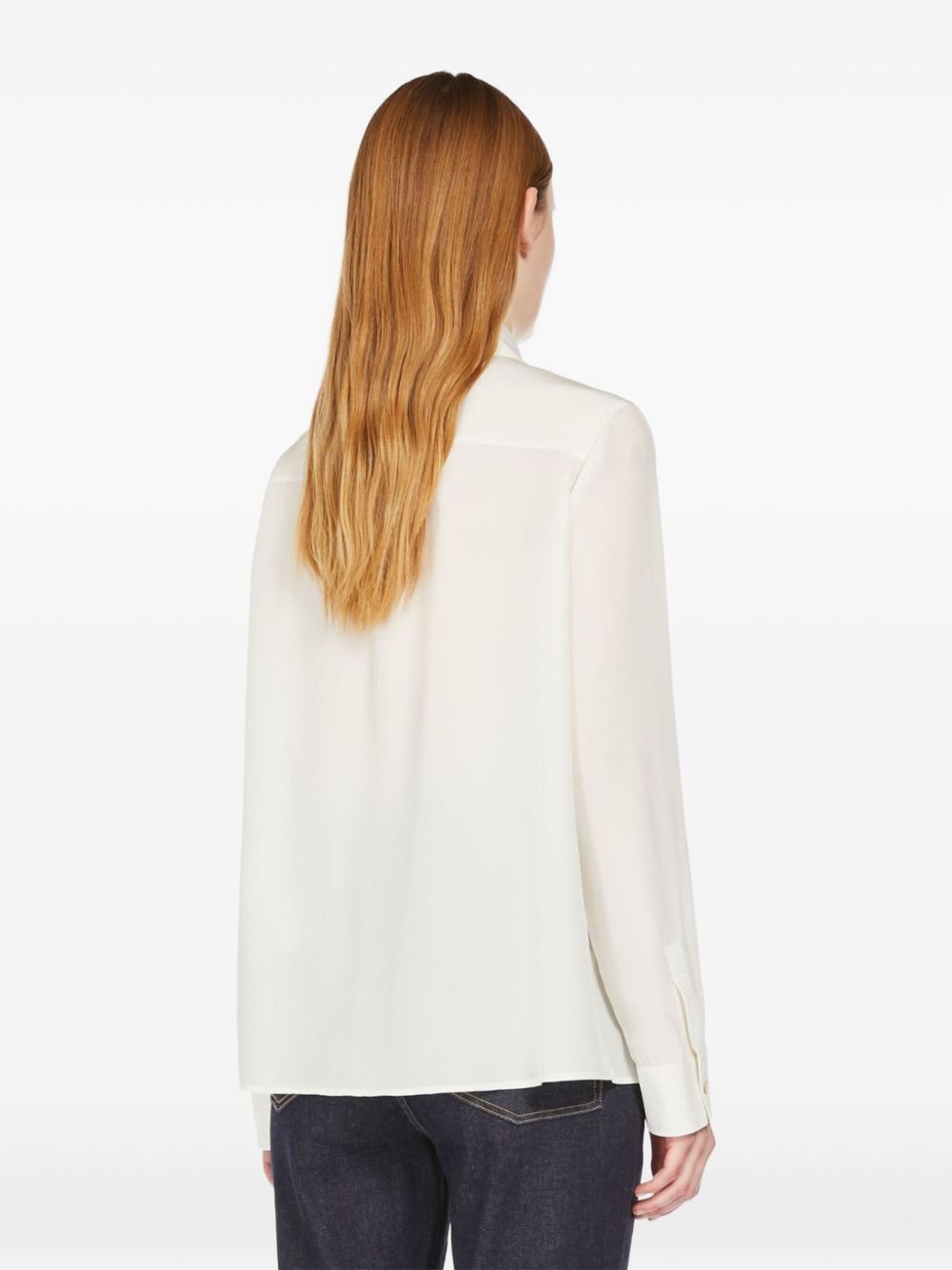 point-collar gathered-cuff shirt - 3