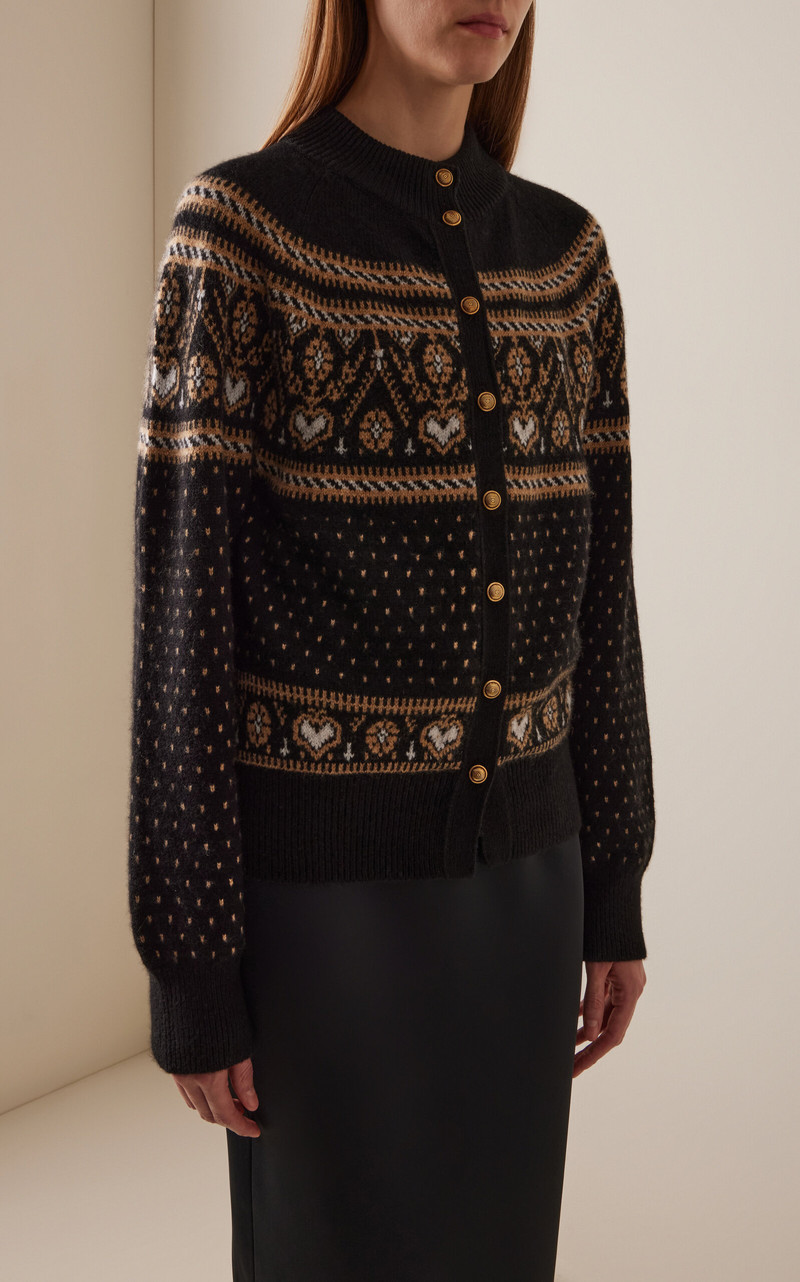 KHAITE Marc Fair Isle Cashmere Cardigan black outlook