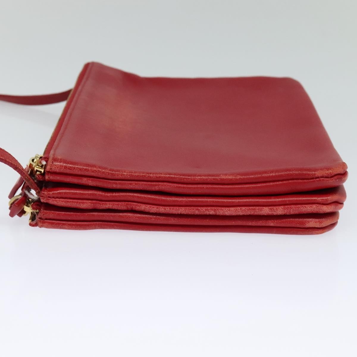 CELINE Trio Small Shoulder Bag Leather Red Gold - 3