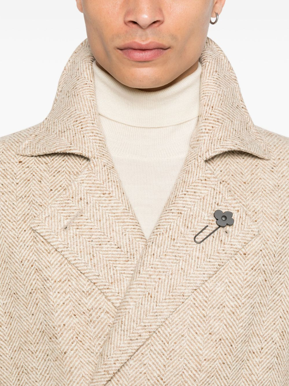 herringbone belted coat - 5
