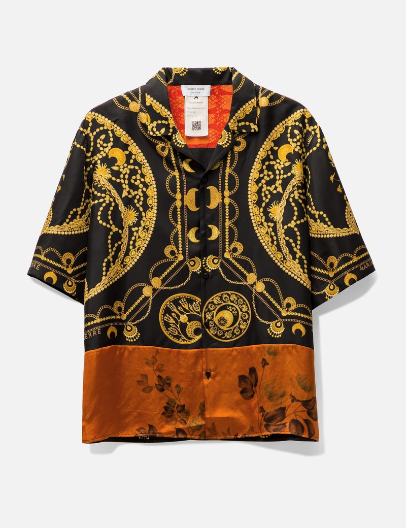 REGENERATED SILK AND ORNAMENT JEWELRY BOWLING SHIRT 1