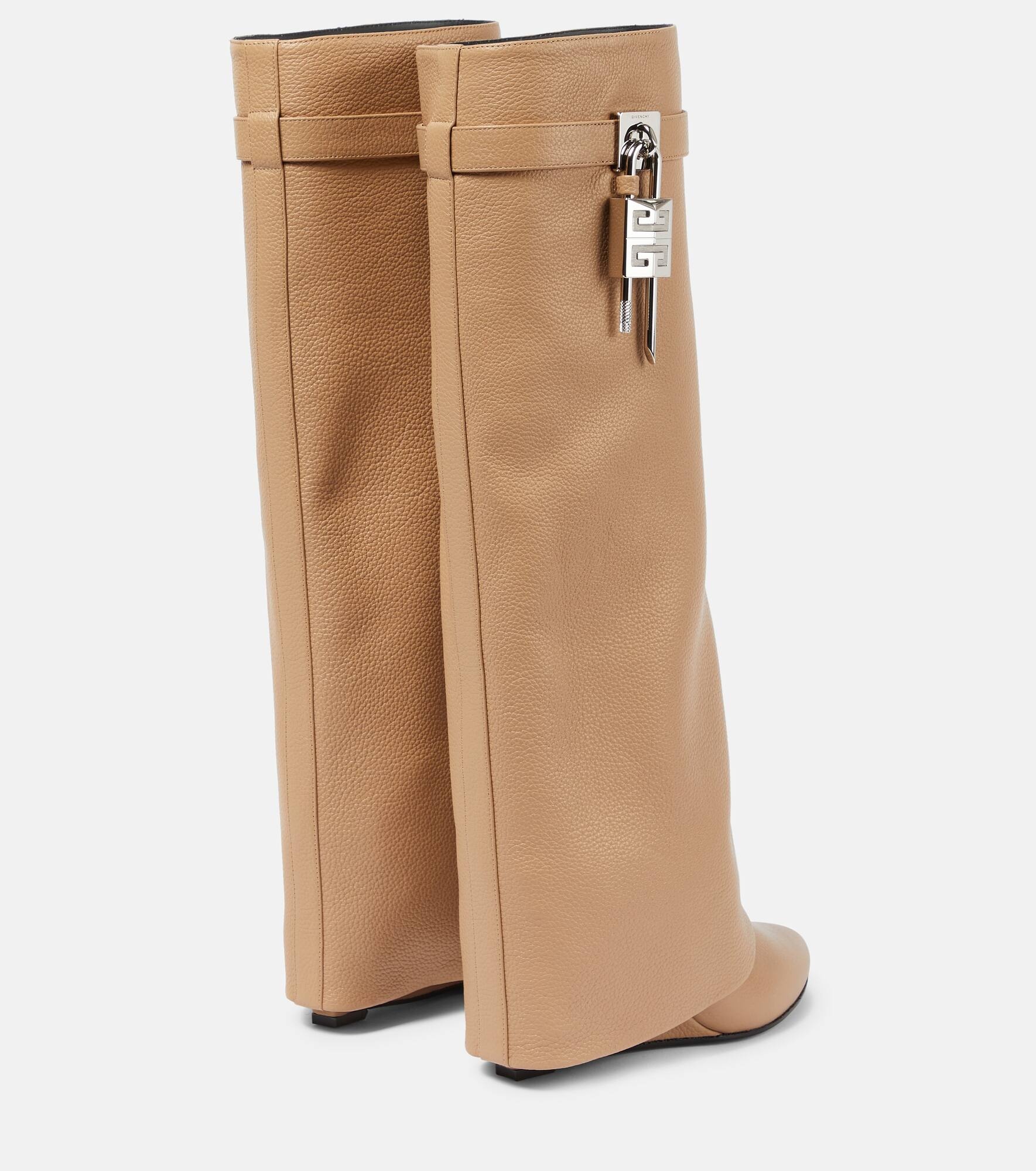 Shark Lock leather knee-high boots - 2
