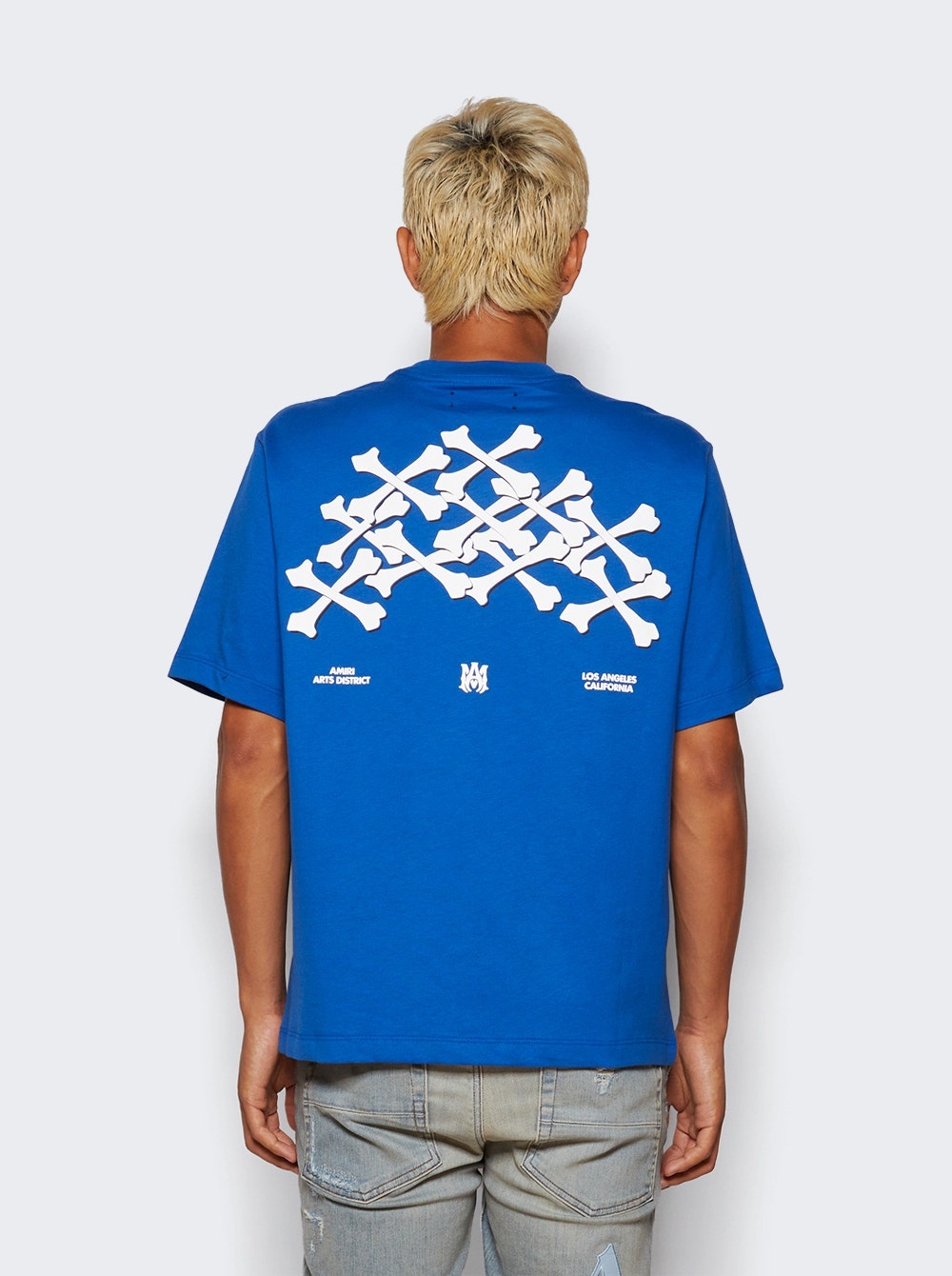 【AMIRI】 BONES STACKED L Amiri Bones Stacked Tee in Blue | FWRD