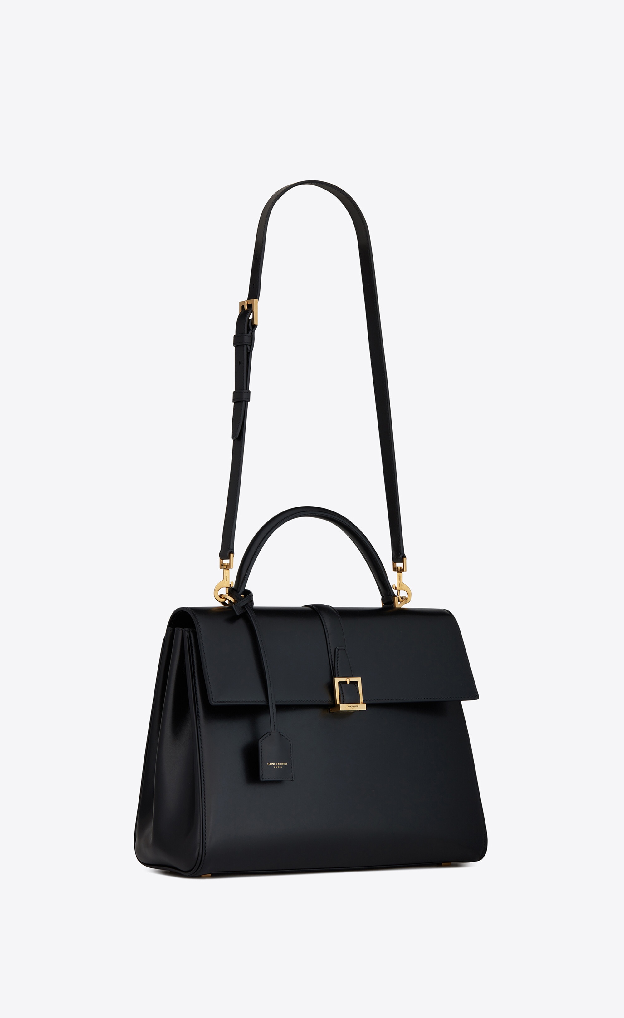 Saint Laurent Le Fermoir Snap-buckle Closure Small Top Handle Bag in Black