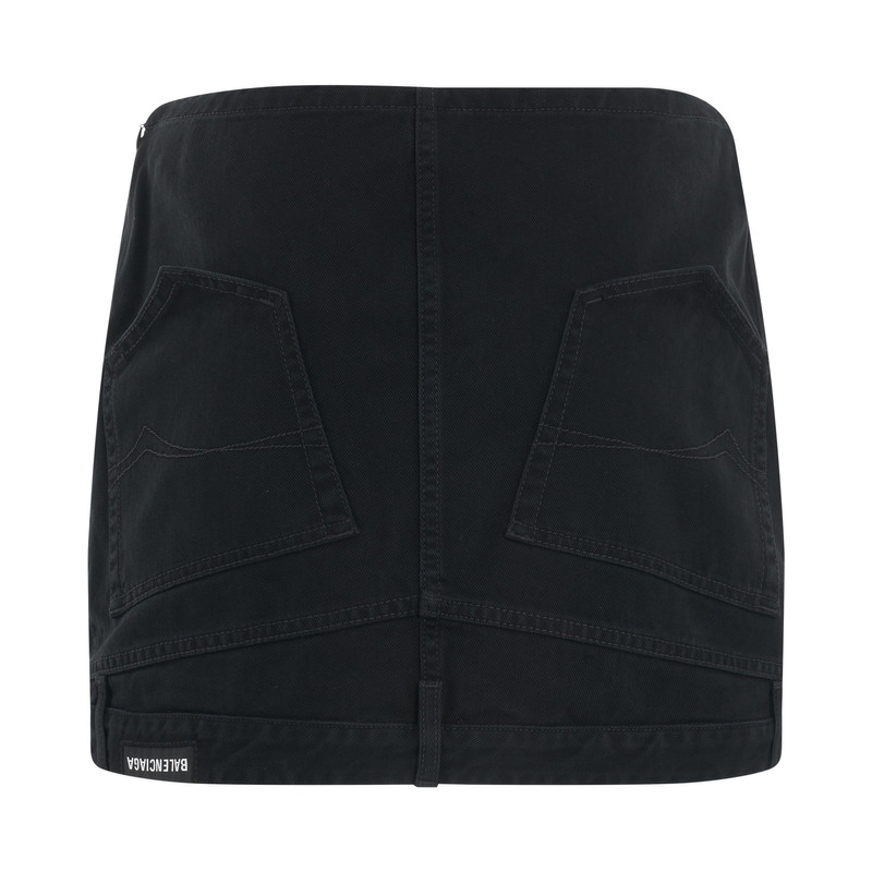 BALENCIAGA Upside Down Denim Mini Skirt in Black outlook