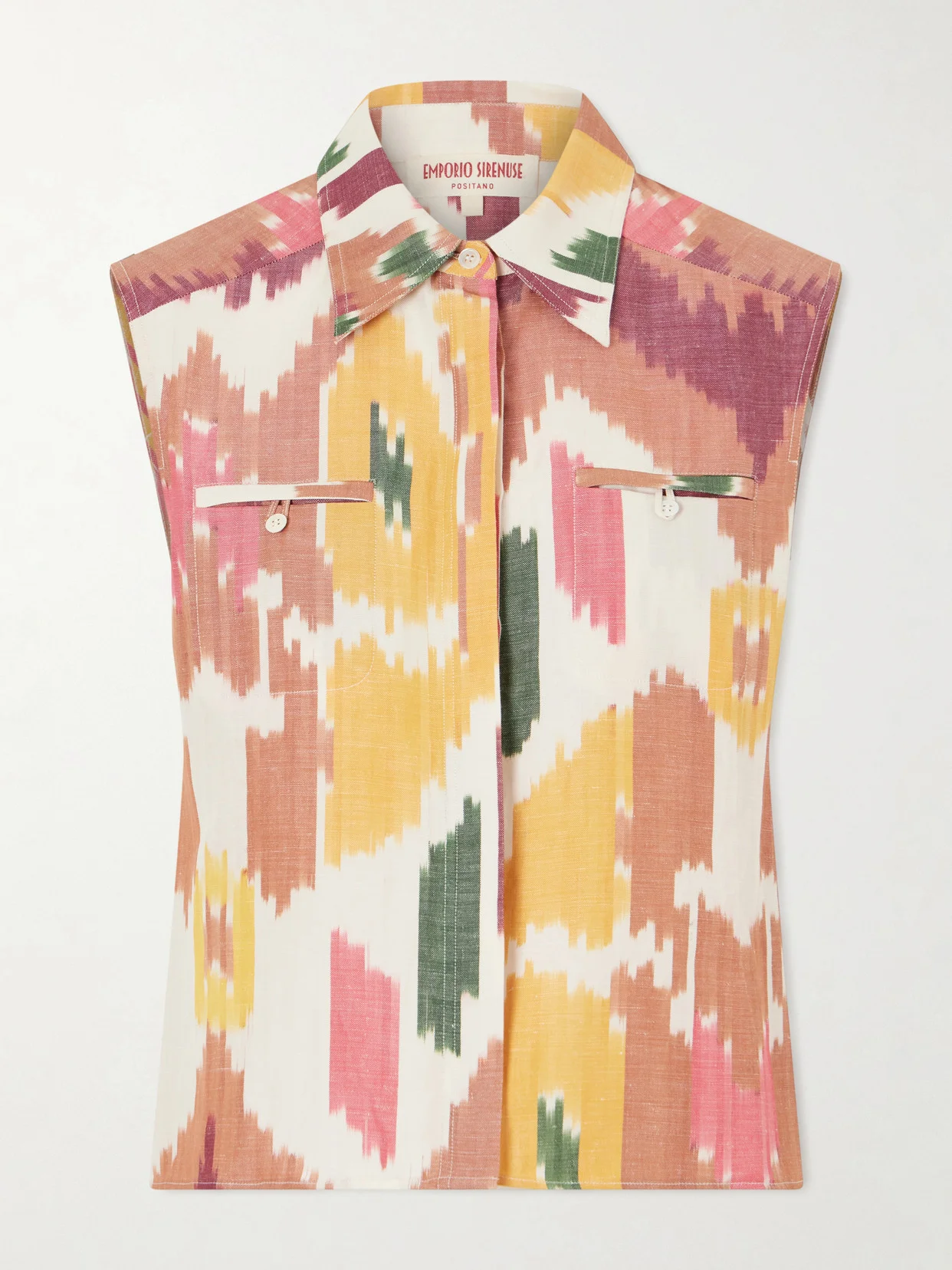 Printed Cotton And Linen-blend Tank - 1