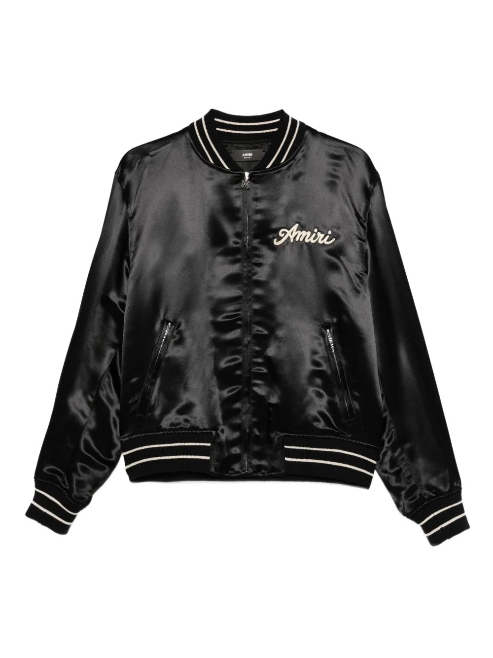 embroidered satin bomber jacket - 1
