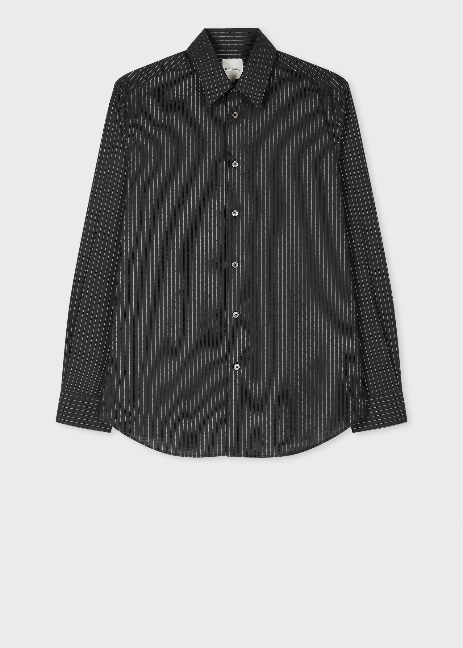 Charcoal Glitter Pinstripe Cotton Shirt - 1