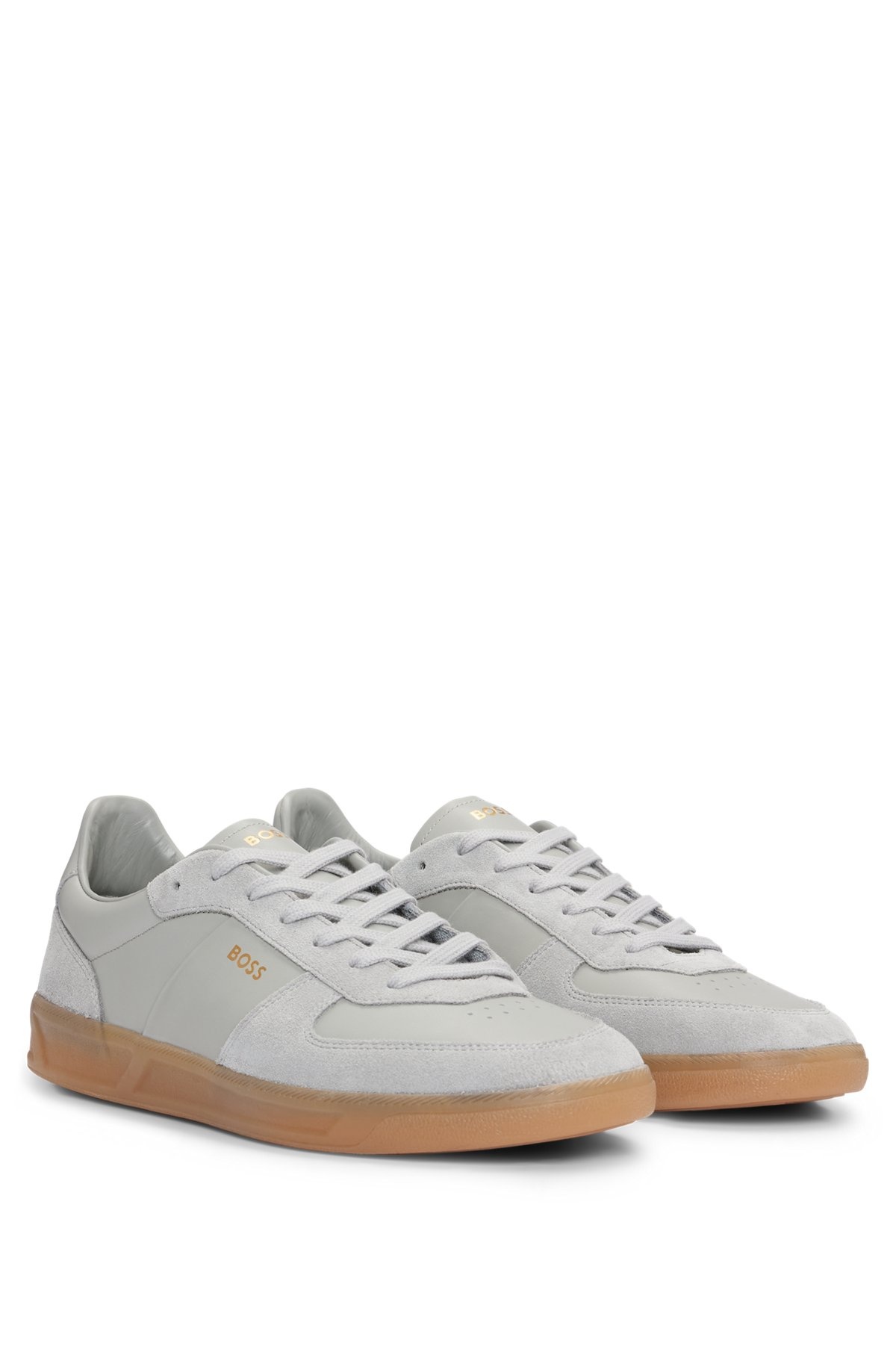 LEATHER-SUEDE TRAINERS WITH FOIL-PRINT BRANDING - 2