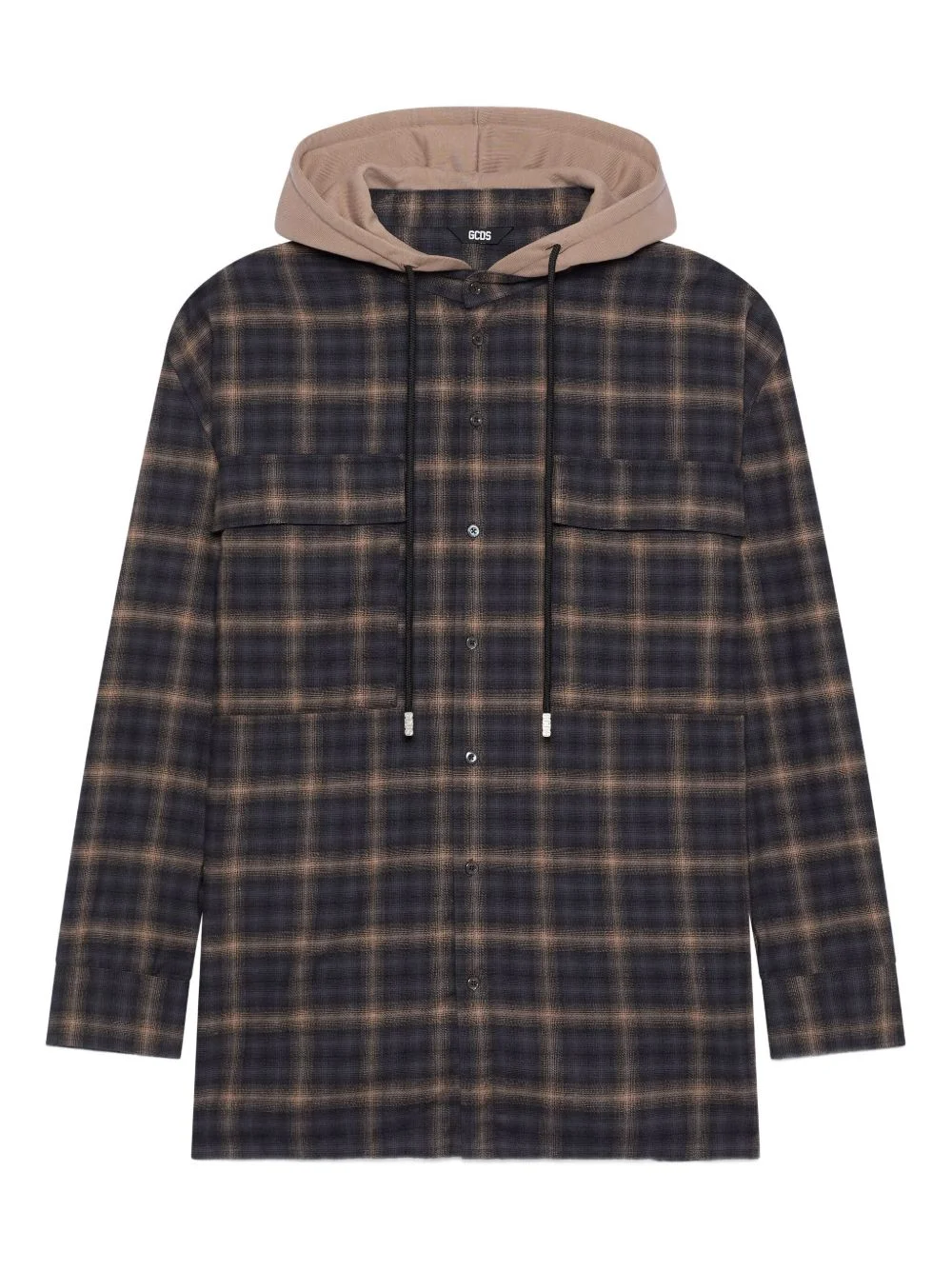 hooded check shirt - 1