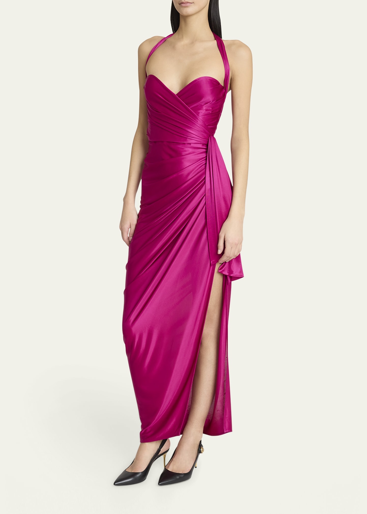 Draped Slit Maxi Dress - 4