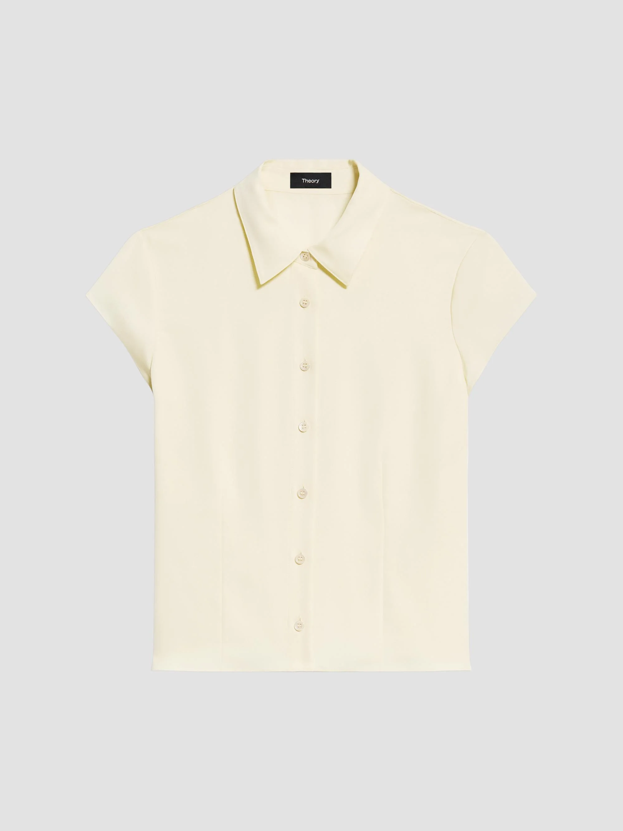 Women's Cap-Sleeve Silk Button-Front Shirt - Sunbeam - 1