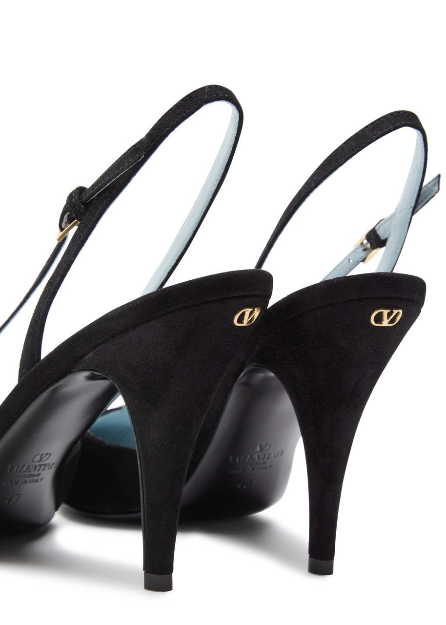 Valentino Foliefoliage 90 Suede Slingback Pumps - 4
