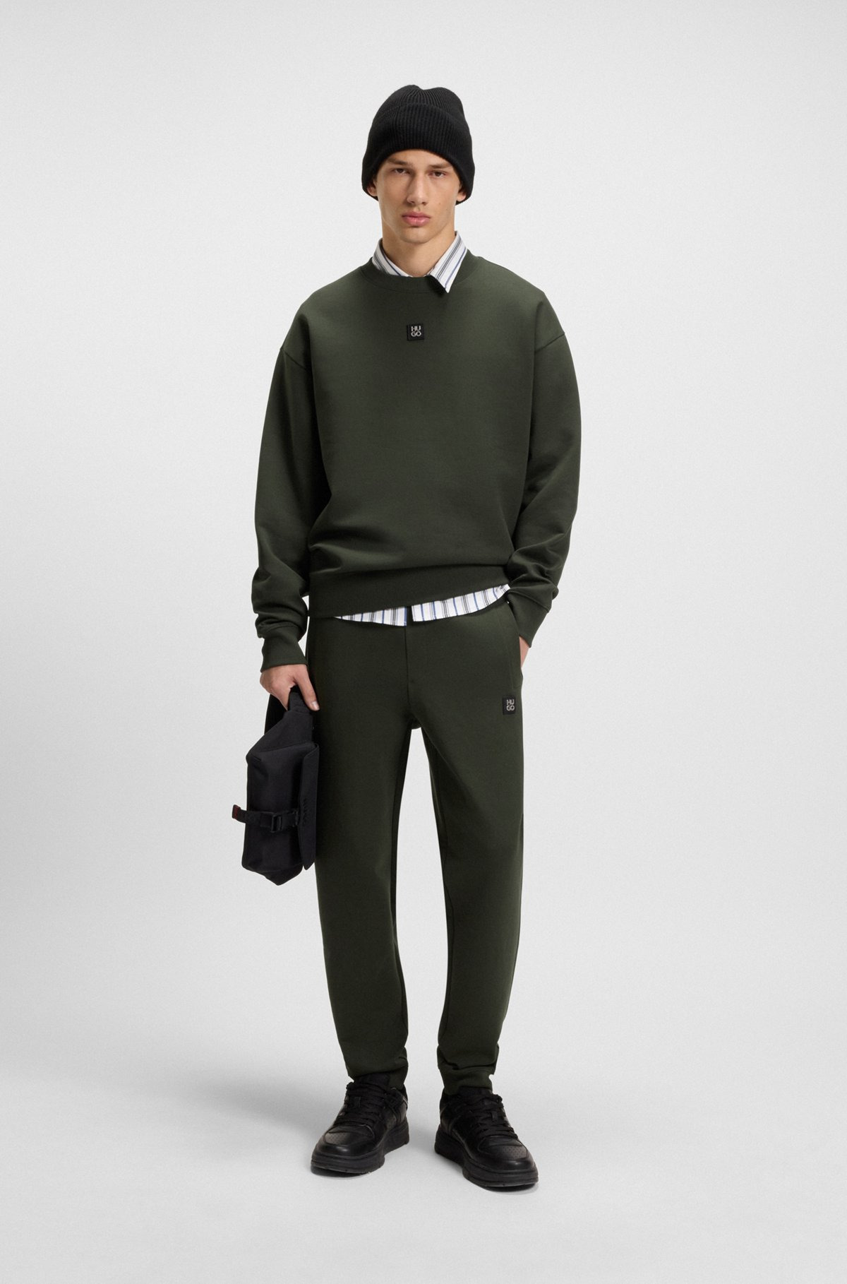 COTTON TRACKSUIT BOTTOMS WITH STACKED LOGO - 4