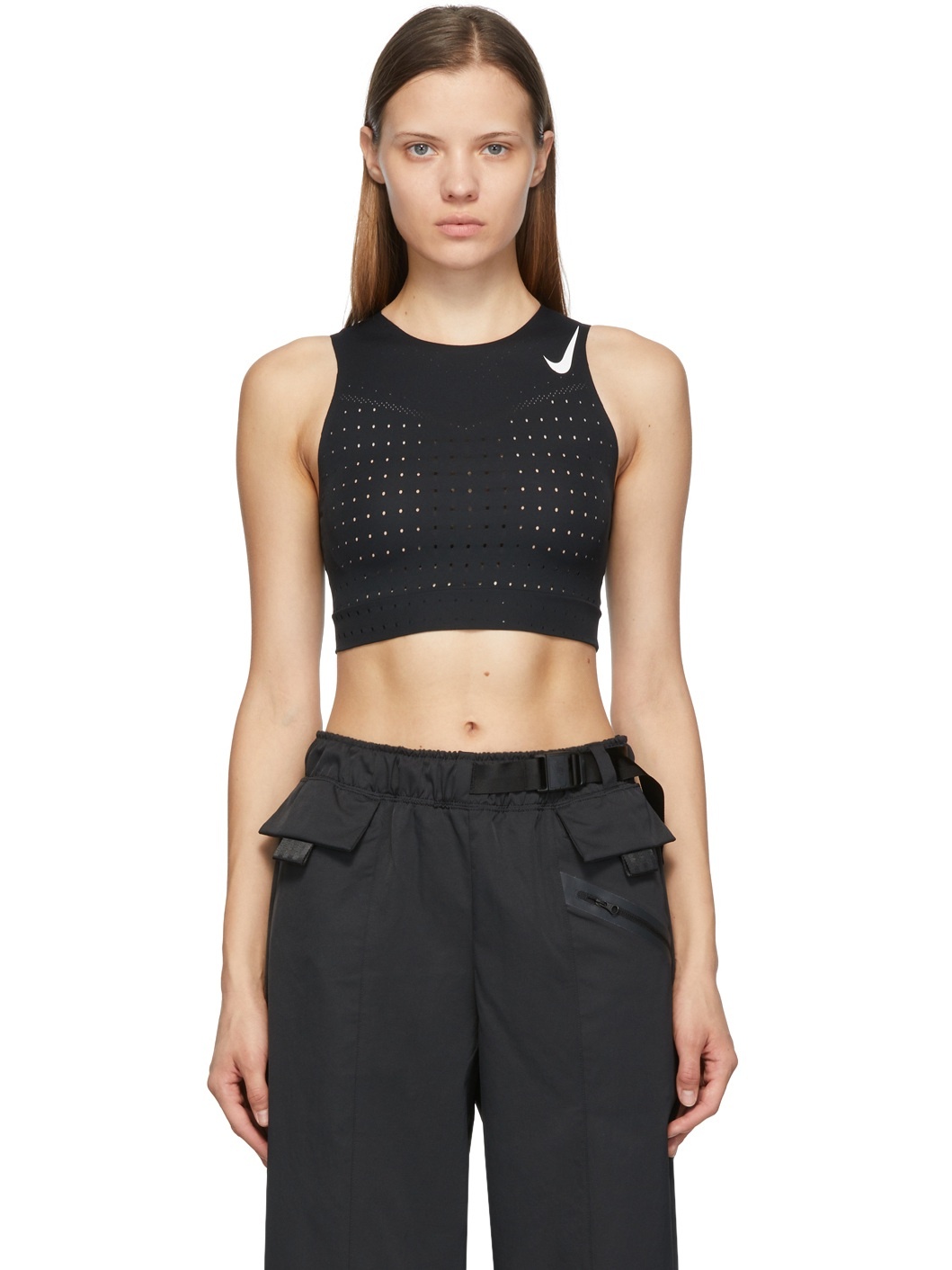 Black Crop Running Sport Top - 1