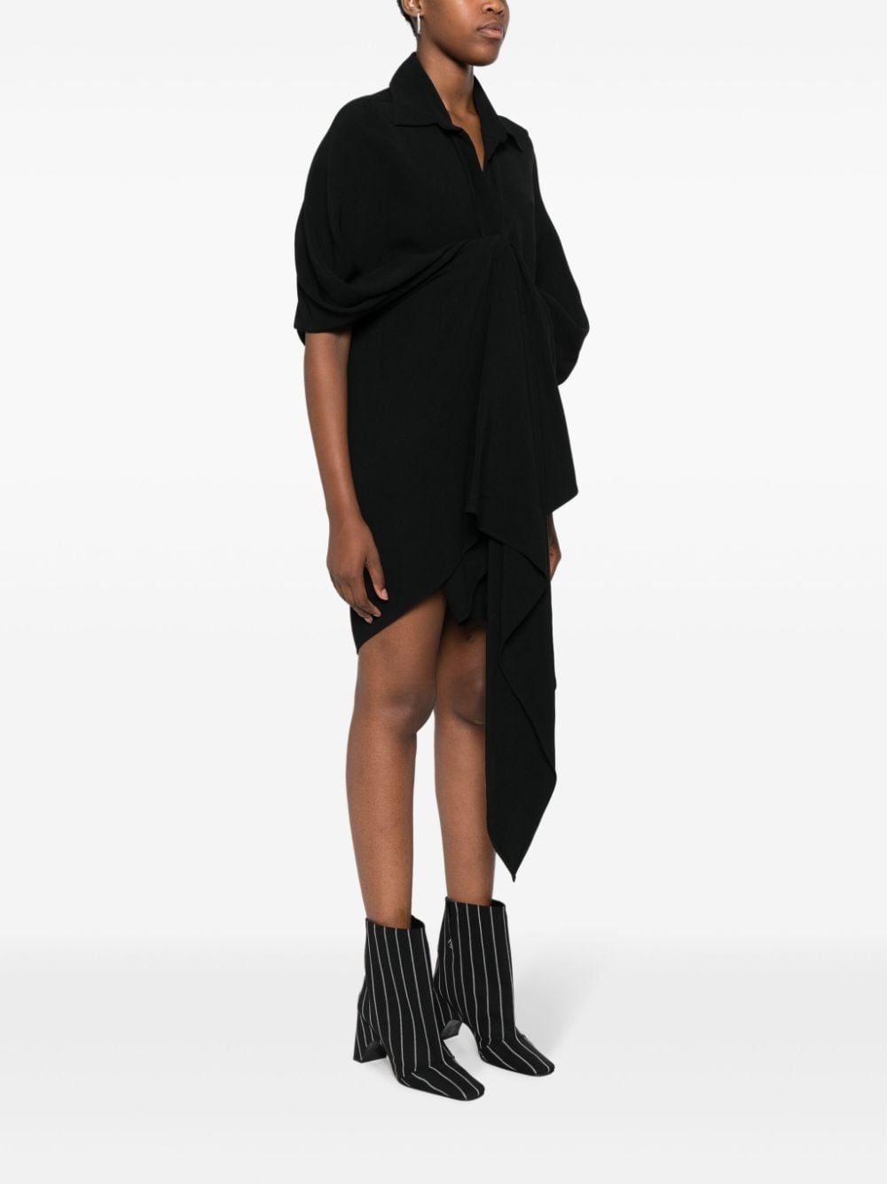 asymmetric poplin shirtdress - 3