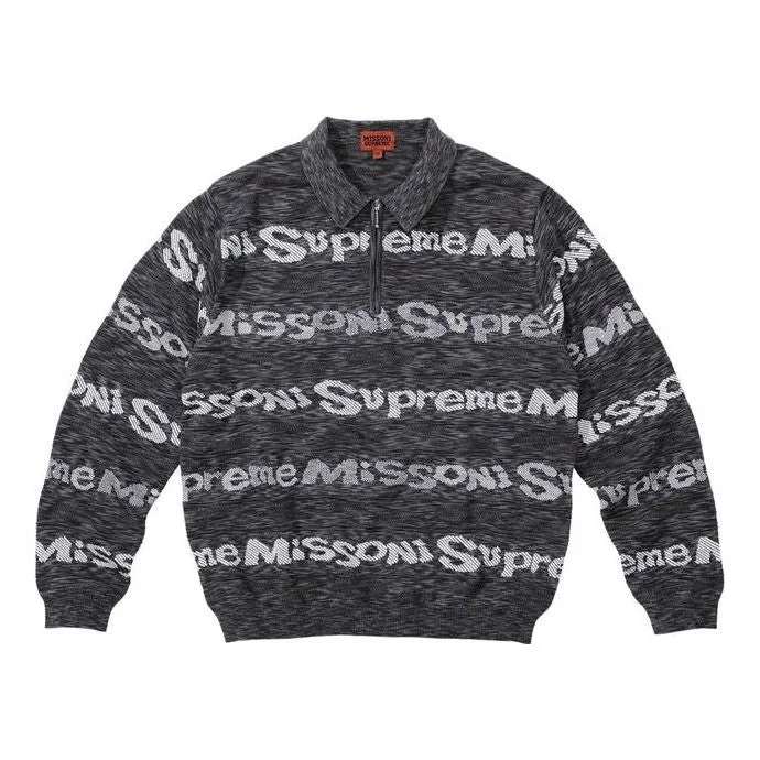 Supreme x Missoni Zip L/S Polo 'Grey White' SUP-FW21-315 - 1