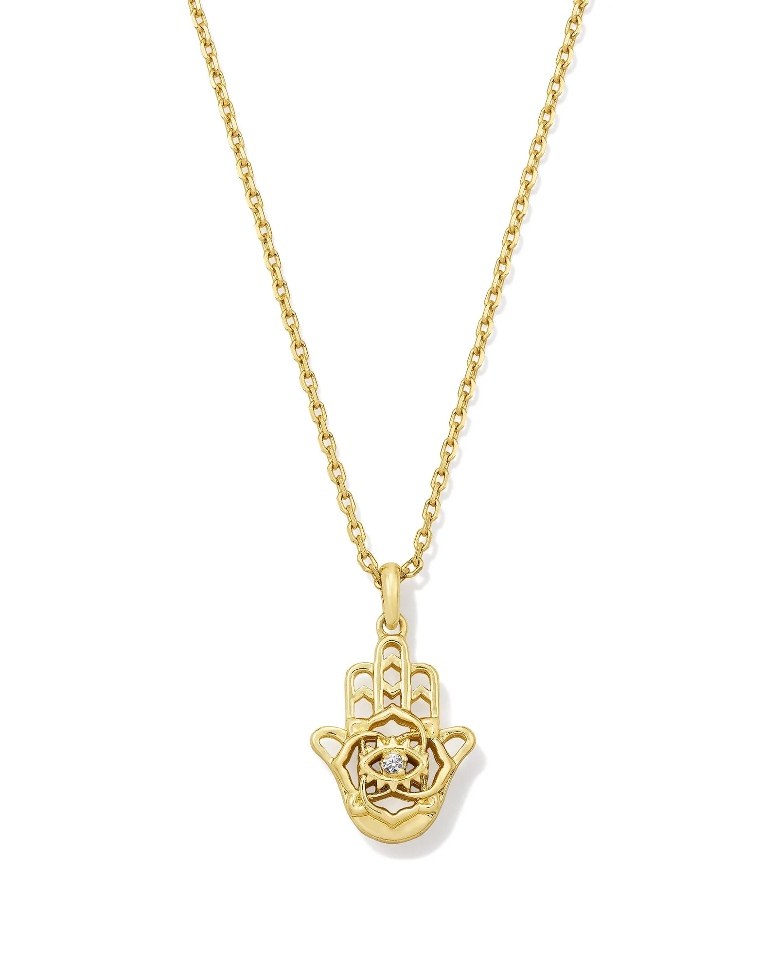 Hamsa Gold Short Pendant Necklace - 1
