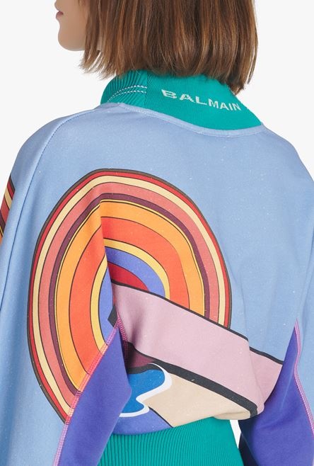 Cropped multicolor cotton sweatshirt - 10