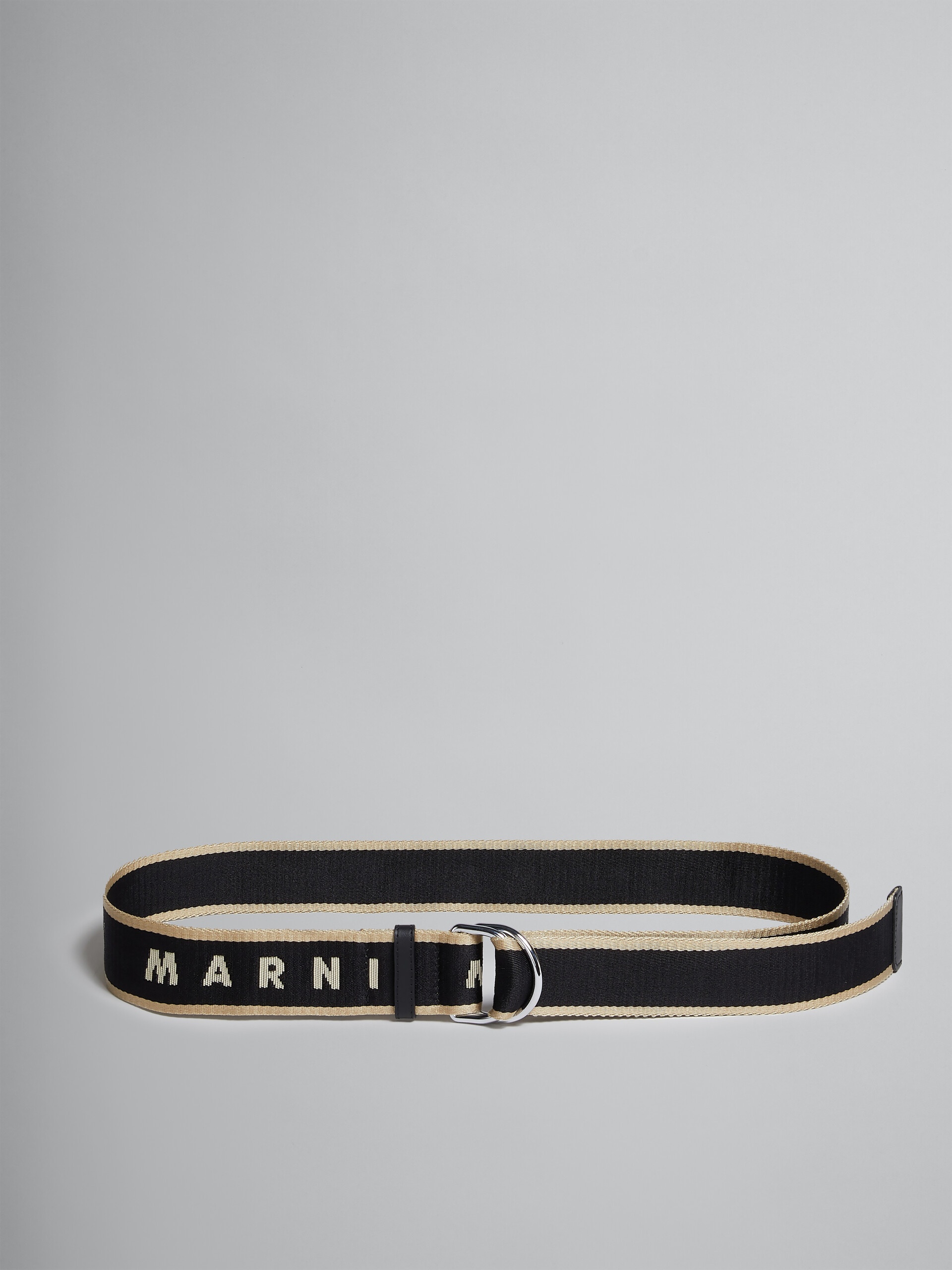 BLACK FABRIC SLIDER BELT WITH LOGO - 1