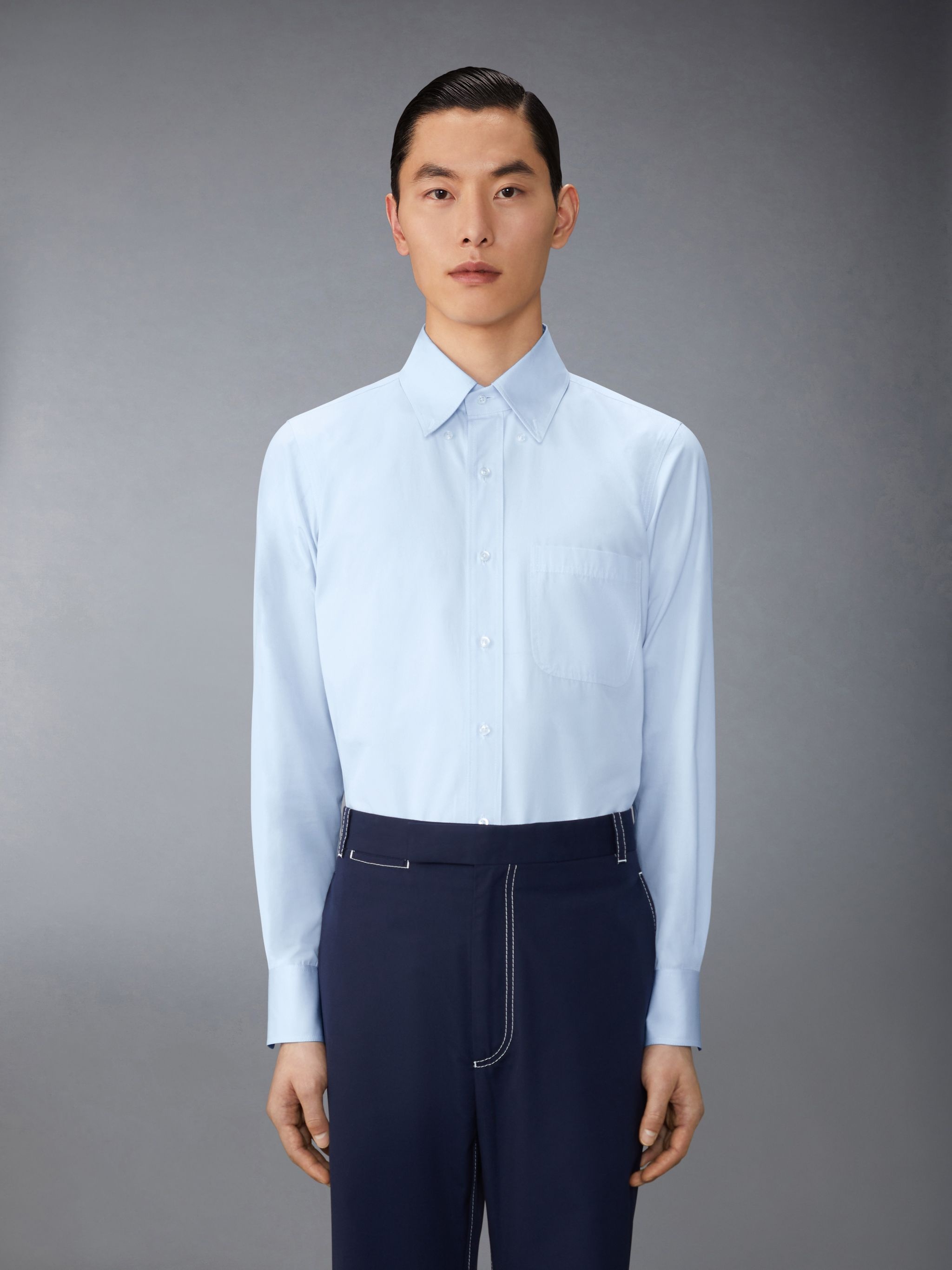 pointed-collar cotton shirt - 1