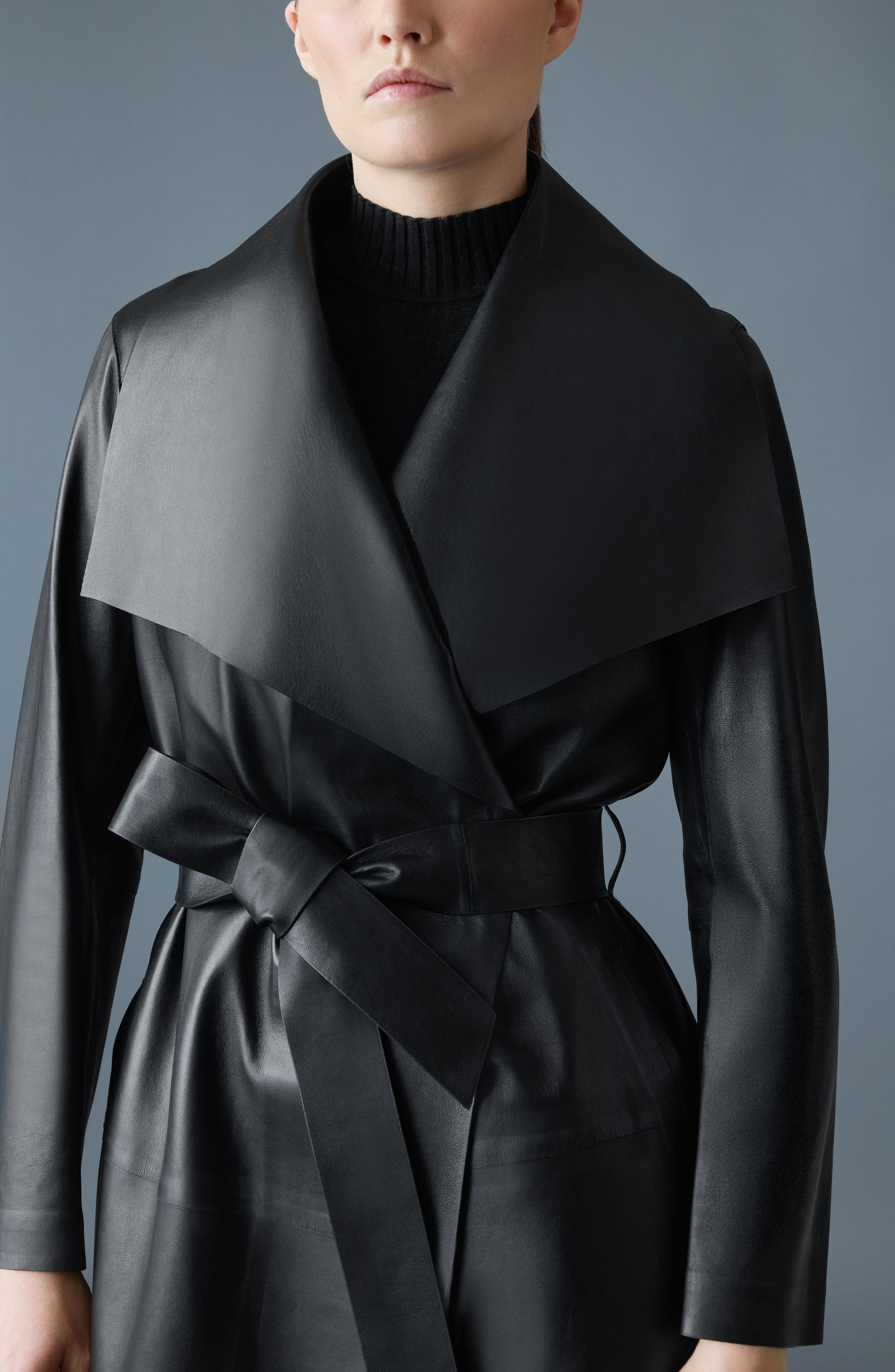 Mackage Mai Leather Trench Coat in Black at Nordstrom - 3
